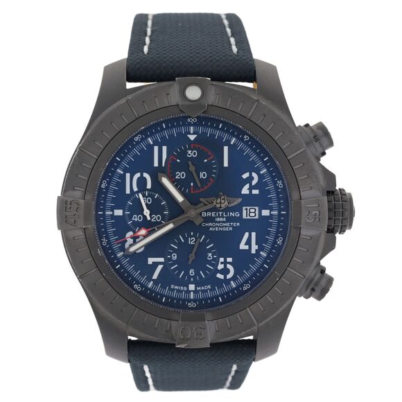 Breitling Super Avenger Night Mission V13375 Chrono 48mm DLC Men's Watch B&P - Picture 1 of 11